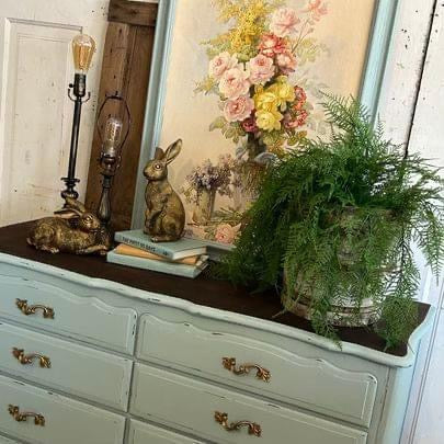 Vintage French Dresser in Duck Egg Blue refinished by Enchanted Owl