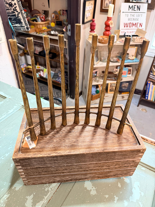 Curved Menorah - antique brass