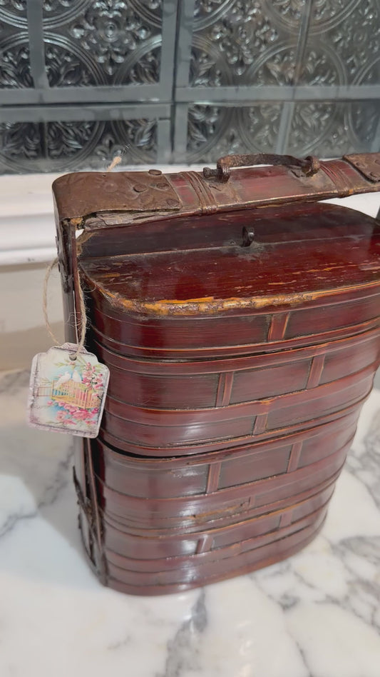 Antique 3 piece Food Basket, RARE find!